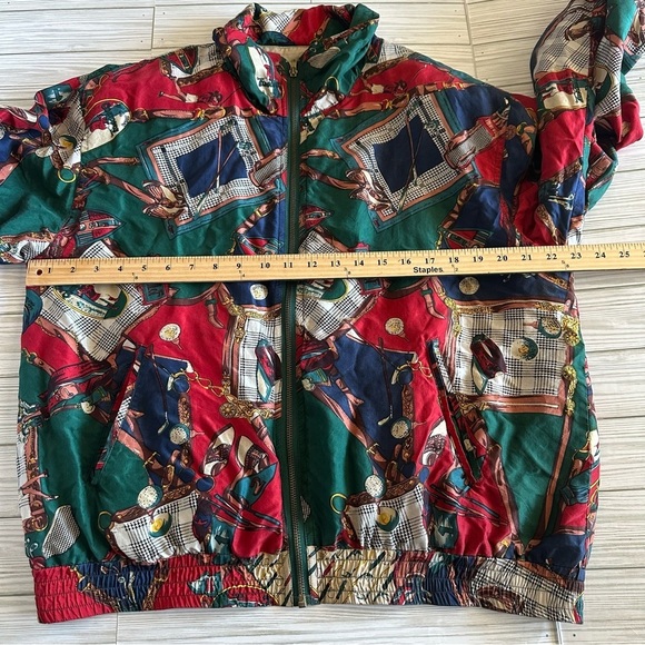 Vintage 80s EVR Golf All Over Windbreaker Silk zip Women's Jacket - Picture 11 of 17